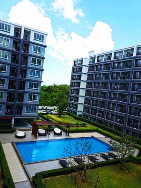 6A101312 ให้เช่าคอนโดย่านเศรษฐกิจ วิวสระน้ำ พื้นที่ 35 ตรม. เฟอร์นิเจอร์ครบครัน