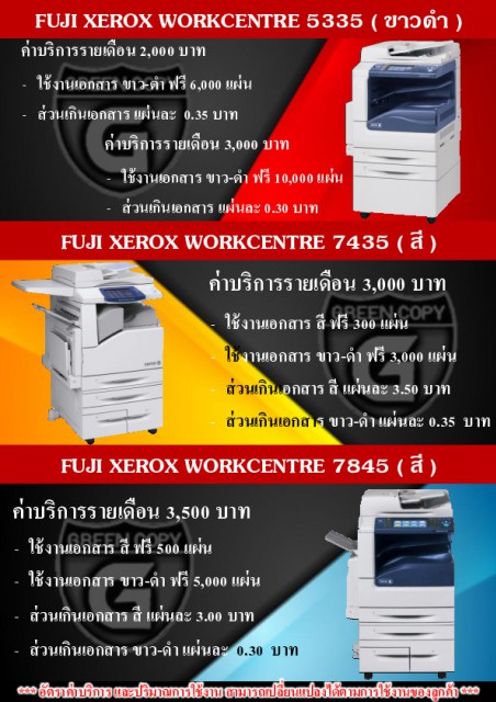 ให้เช่าเครื่องถ่ายเอกสาร Fuji Xerox 5335 ราคาพิเศษค่ะ โทร 086-3639953 แพทค่ะ