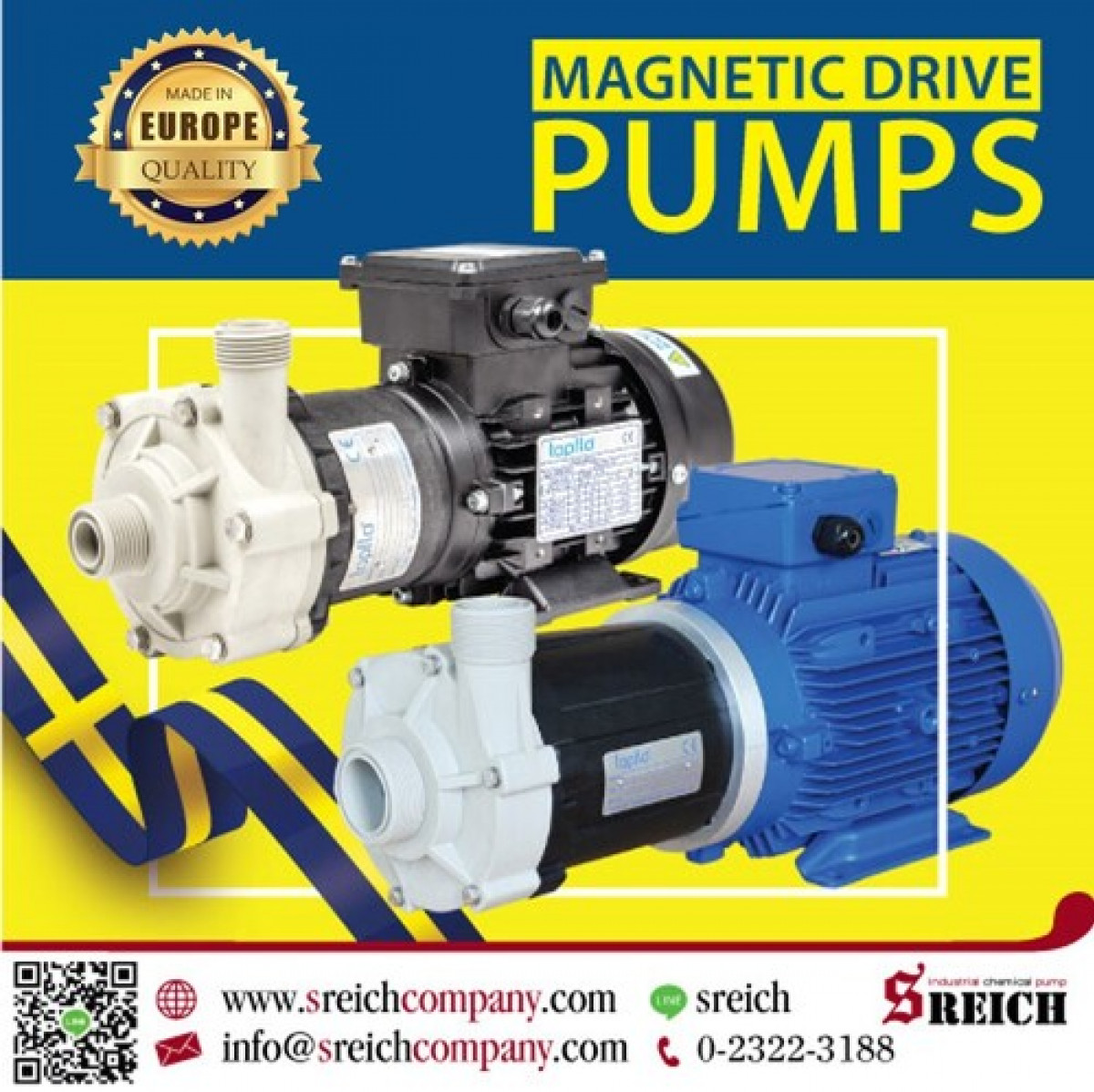 ปั๊มเซนติฟูกัล SS centrifugal pump ชนิดทนเคมี มาตรฐานยุโรป