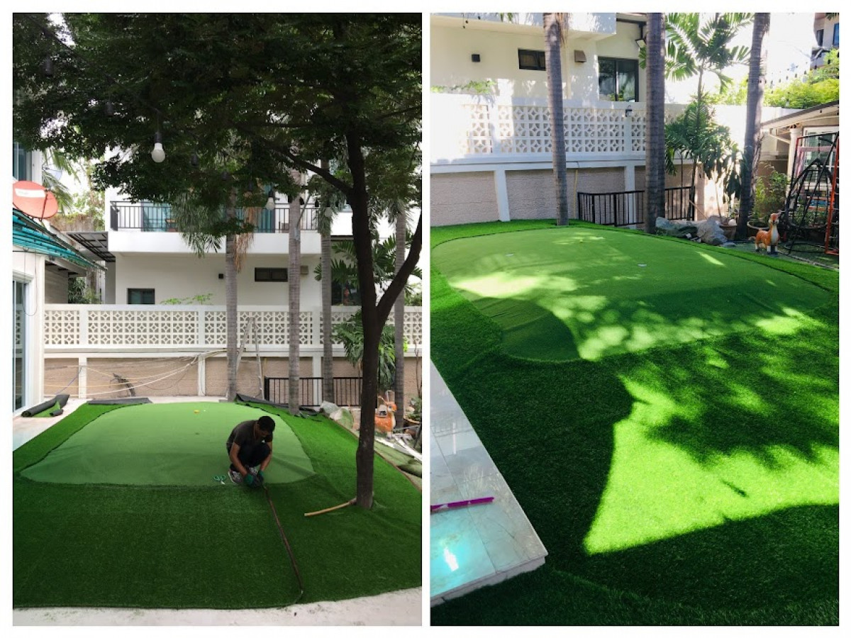 หญ้าเทียม ทีมช่างปูหญ้าเทียม 0813735190 ทีมช่างปูกระเบื้องยางคลิกล๊อก